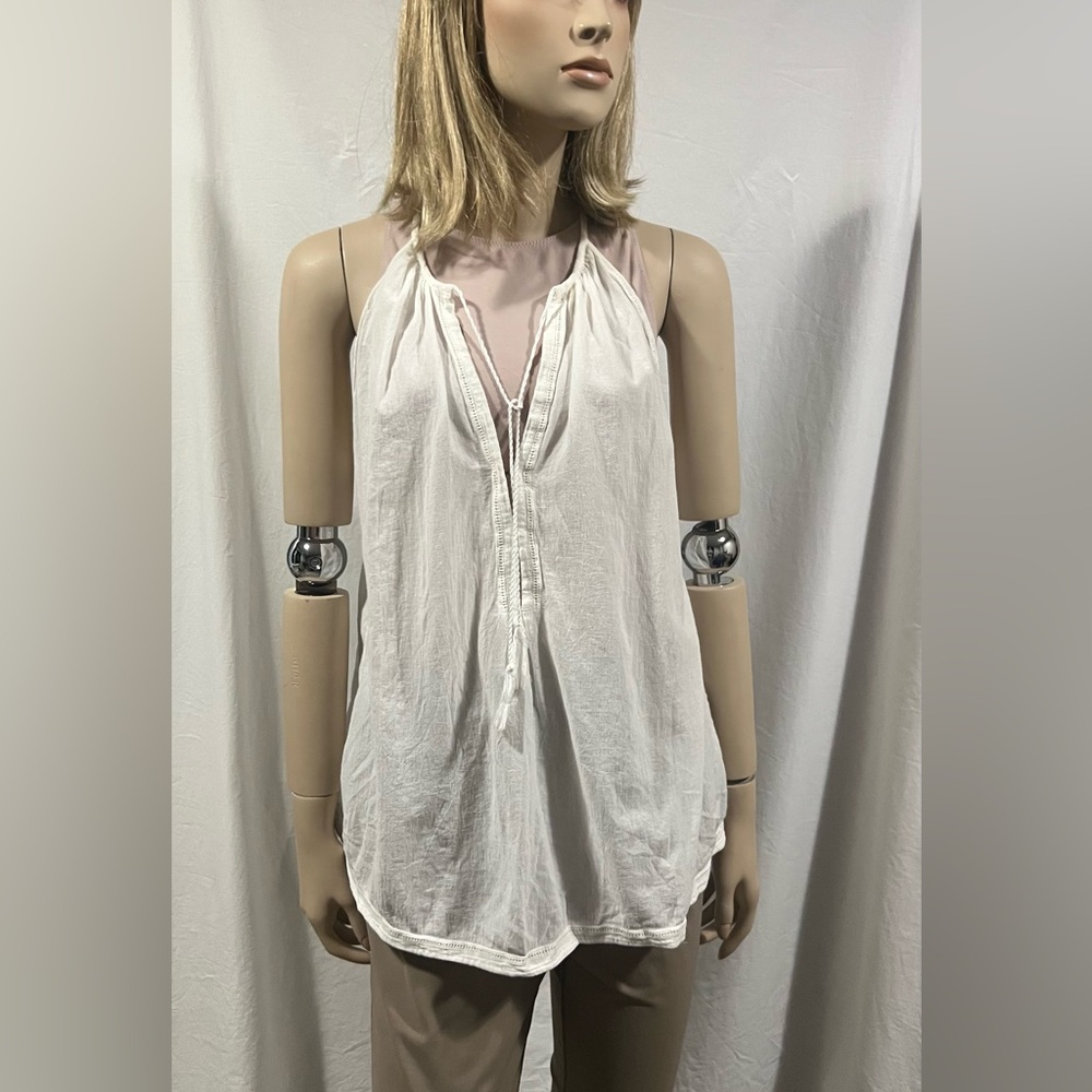 Joie cotton halter top with neck tie and eyelet closure Large
